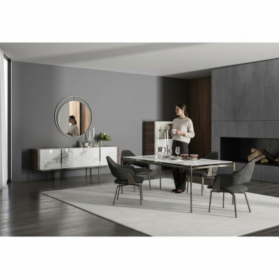Luxe eetkamerset 8-delig inrichting eettafel stoelen 4x hout meubels dressoir