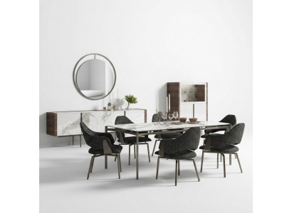 Luxe eetkamerset 8-delig inrichting eettafel stoelen 4x hout meubels dressoir