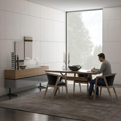 Luxe eetkamerset 8-delig eettafel Compleet stoelen dressoir met 2x spiegel Nieuw