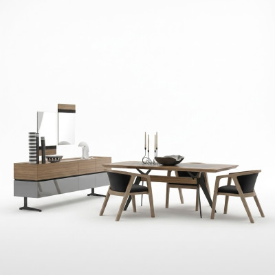 Luxe eetkamerset 8-delig eettafel Compleet stoelen dressoir met 2x spiegel Nieuw