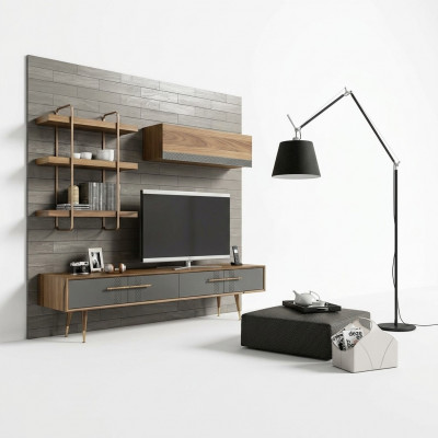 Modern set TV-standaard ontwerp woonkamer woonkamer wandplank luxe wandkast