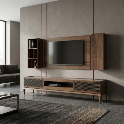 Houten meubel woonkamerset 4-delig tv-standaard boekenplanken woonkamer tv-frame nieuw