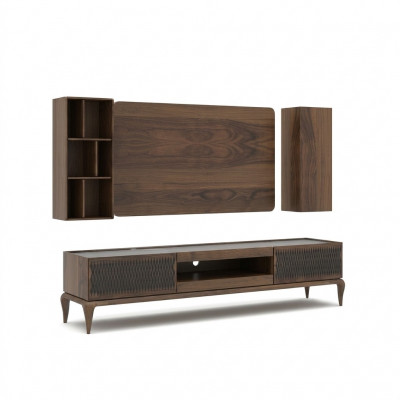 Houten meubel woonkamerset 4-delig tv-standaard boekenplanken woonkamer tv-frame nieuw