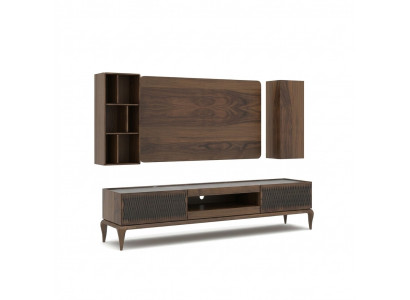 Houten meubel woonkamerset 4-delig tv-standaard boekenplanken woonkamer tv-frame nieuw