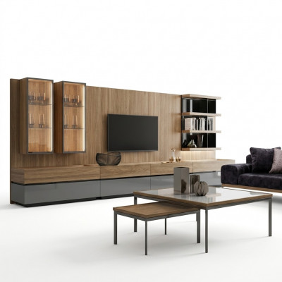Modern Design Inrichting Woonkamerset TV-standaard Wandplanken Houten meubels Nieuw