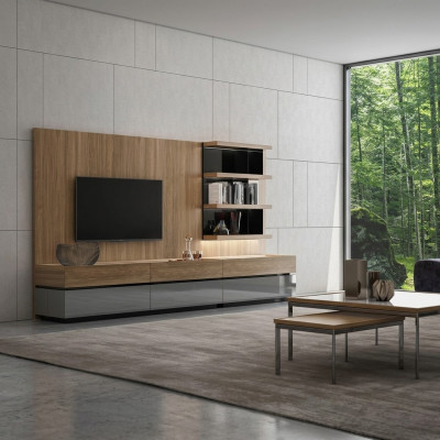 Woonkamer meubels woonwand 320 cm inrichting Bruin Luxe Wandplanken