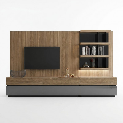Woonkamer meubels woonwand 320 cm inrichting Bruin Luxe Wandplanken