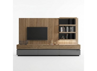 Woonkamer meubels woonwand 320 cm inrichting Bruin Luxe Wandplanken