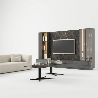 Woonkamerset Complete set van 6 delen Designer wandmeubel Houten meubels Luxe inrichting