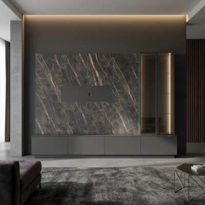 Designer wandmeubel 6-delig luxe houten meubels woonkamer meubels grijs modern
