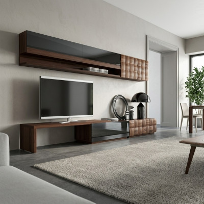 Volledige woonkamermeubels, tv-standaard, wandkast, ontwerper, 2 wandplanken.