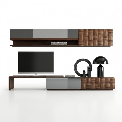Volledige woonkamermeubels, tv-standaard, wandkast, ontwerper, 2 wandplanken.