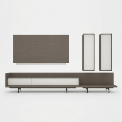 Woonwand TV-standaard TV-frame Inrichting 2x muurkast Design Modern Meubilair