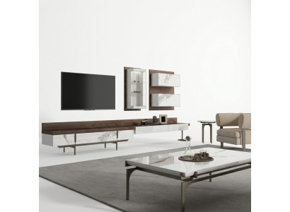 Woonwand tv-standaard dressoir wandkast modern woonkamer hangende vitrine hout