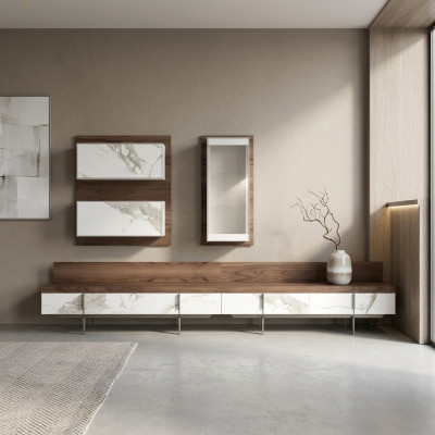 Moderne luxe wandmeubel met 2 tv-standaards, compleet wandmeubel hangvitrine nieuw