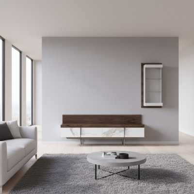 Woonkamer set 2-dlg TV-standaard Compleet Hangende vitrine Luxe Modern Design