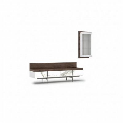 Woonkamer set 2-dlg TV-standaard Compleet Hangende vitrine Luxe Modern Design