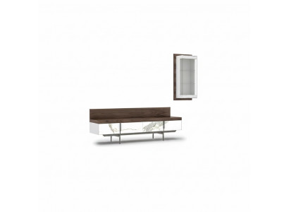 Woonkamer set 2-dlg TV-standaard Compleet Hangende vitrine Luxe Modern Design