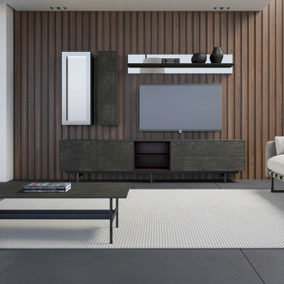 Wandmeubel Modern TV-standaard Hangende vitrine Luxe wandplank Woonkamermeubelen