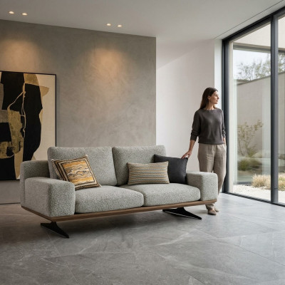 Moderne bank woonkamer bank tweezits gestoffeerde bank textiel meubel ontwerper nieuw