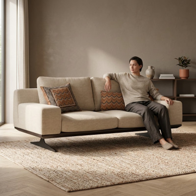 Moderne gestoffeerde bank woonkamer tweezitsbank bankstel textiel designer meubilair