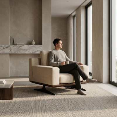 Ontwerper Fauteuil Woonkamer Inrichting Stof Modern Gestoffeerd Nieuw