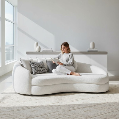 Luxe Wit Driezitsbank Moderne Meubelstof Bank Textiel Designer Inrichting