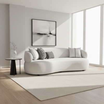 Woonkamer Witte Bank Driepersoons Textiel Zitmeubilair Modern Designmeubilair  Woonkamer Witte Bank Driepersoons Stoffen Zitmeubilair Modern Designmeubilair