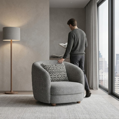 Moderne meubels fauteuil gestoffeerde zitting ontwerper inrichting gestoffeerd meubilair textiel nieuw
