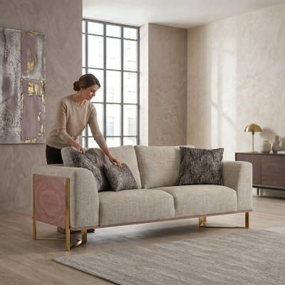 Tweezitsbank woonkamer gestoffeerd designbank meubilair textiel nieuw