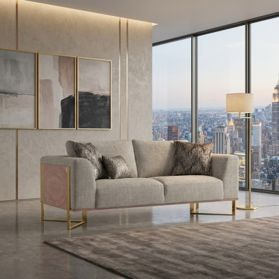 Tweezitsbank woonkamer gestoffeerd designbank meubilair textiel nieuw