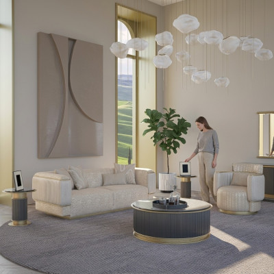 Woonkamerset 2-delige bankstel compleet ontwerp driezitsbank nieuwe fauteuil bankstel