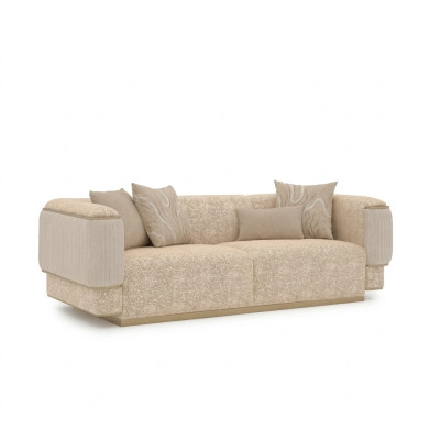 Driezitsbank Textiel Woonkamer Beige Gestoffeerde Meubels Luxe Banken Bankstel