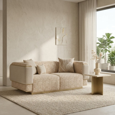 Luxe woonkamer meubels bank bank tweezitter beige banken gestoffeerde meubels