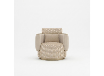 Beige fauteuil woonkamer luxe gestoffeerde meubels design moderne inrichting nieuw.