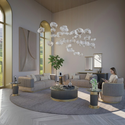 Compleet 3-delige gestoffeerde bank Driepersoons Modern Fauteuil Woonkamer Tweezitsbank
