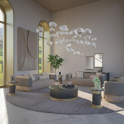 Sofagroep 4-delig Gestoffeerde Bank Woonkamer Driezitsbank Ontwerp Modern Fauteuil