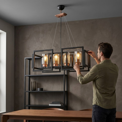 Plafondlamp chique lamp voor eetkamer woonkamer glanzend glas