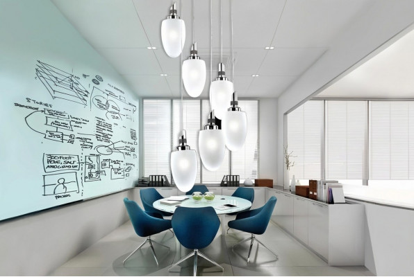 Plafondlamp Een moderne wit glazen woonkamer luxe 50x130 chroom