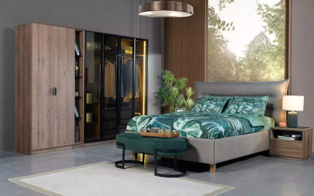 Slaapkamer set Loft Design Bed Kast Bedden Commode Nachtkastje 5-delig