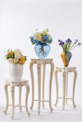 Bloemenstandaard in klassieke stijl voor in de woonkamer, luxe standaard met plank zuil, 3-delig.