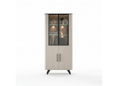 Vitrine woonkamer modern en luxueus beige glazen kast kasten schrank