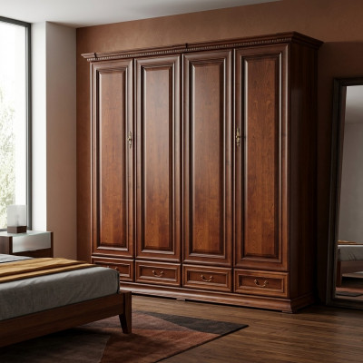 Kledingkast Slaapkamer Houten Kast Barok Rococo Kasten 4-deurs