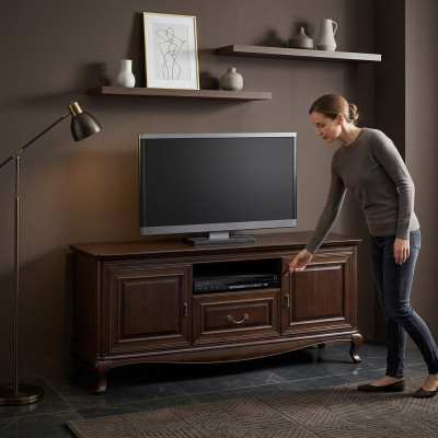 Tv-standaard massief hout televisiestandaard bruin kast meubels