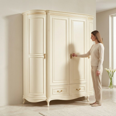 Kledingkast luxe Wit slaapkamer kast Houten meubelen Kasten