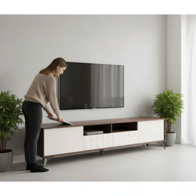 TV-kast Moderne witte luxe televisiestandaard dressoir woonwand rtv