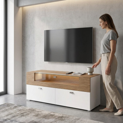 Wandmeubel TV-standaard wit RTV laag dressoir Vitrine Hout Modern Woonkamer