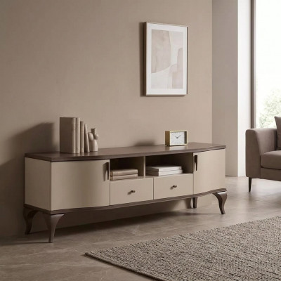 Woonkamer meubels woonkast tv-standaard wandplank hout beige modern dressoir