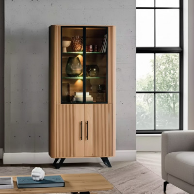 Vitrine meubels woonkamer kast beige glazen vitrinekasten Nieuw
