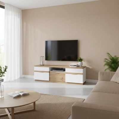 TV standaard tv wand woonwand laagbord wit hoogglans tv standaard